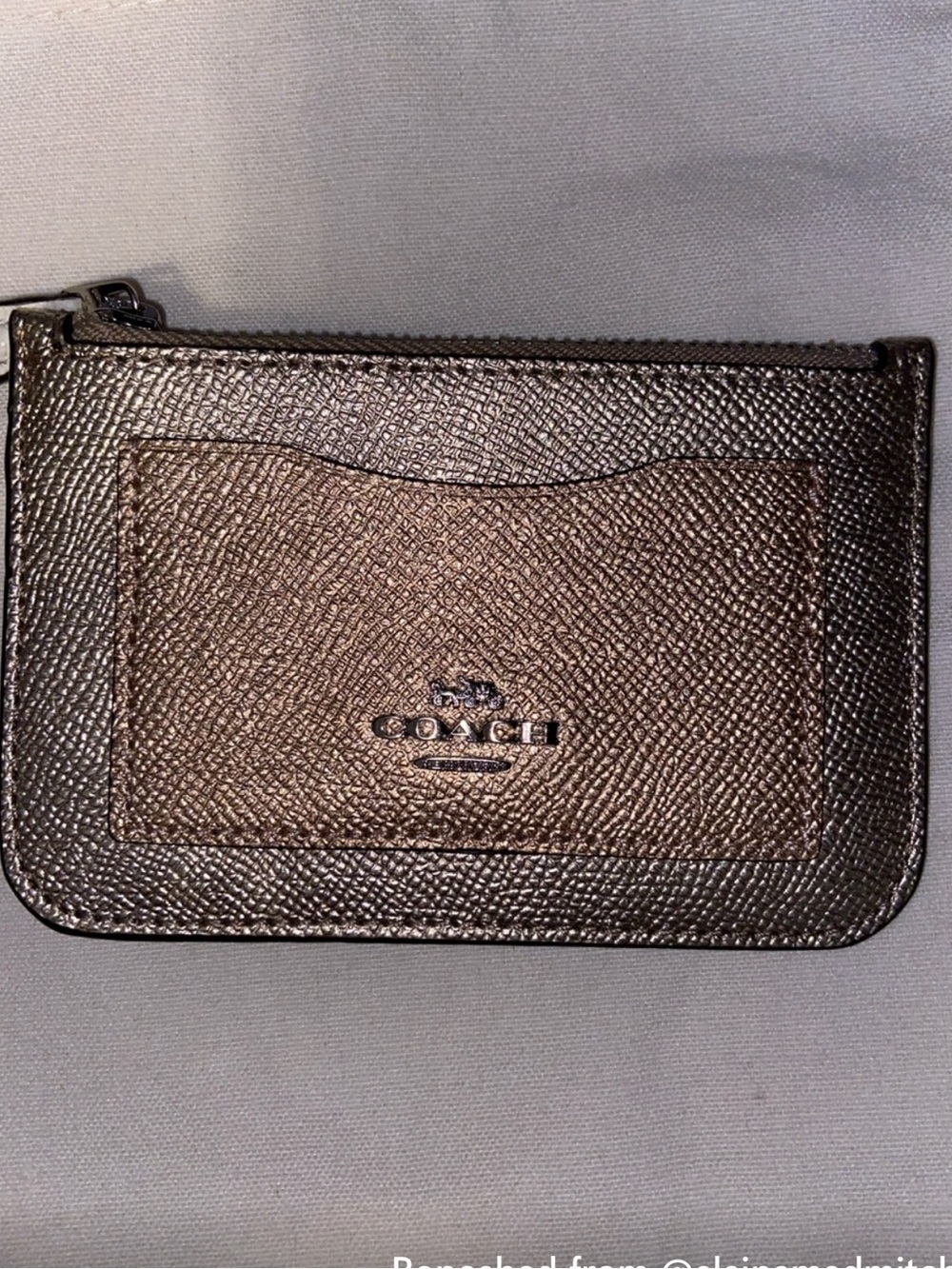 Coach Metallic Brown Leather Card Wallet